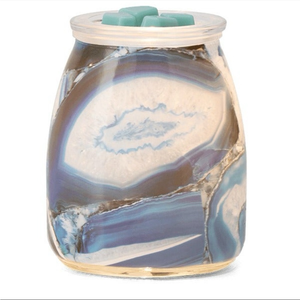 Scentsy Blue Agate Pattern Wax Warmer Jar - Blue Shades- New- open box